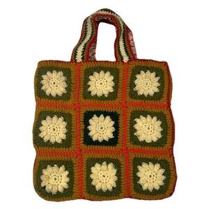 Handmade Colorful Daisy Crochet Bag,‎ Granny Square Bohemian Bag